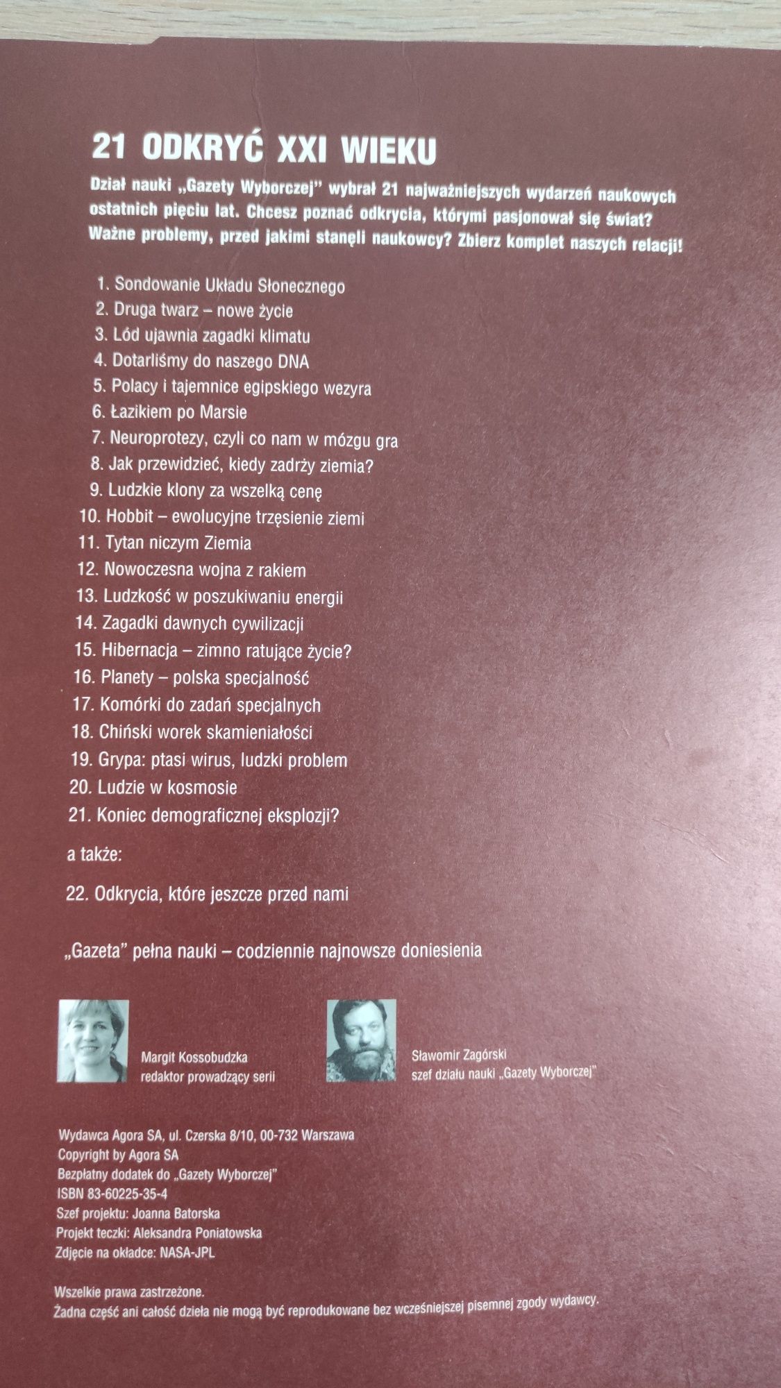 Dodatek do Gazety Wyborczej "21 odkryć XXI wieku"