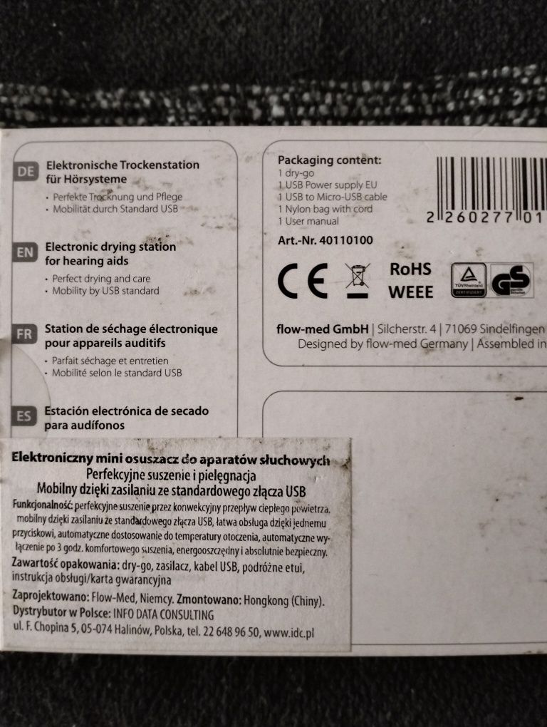 Osuszacz do aparatów słuchowych