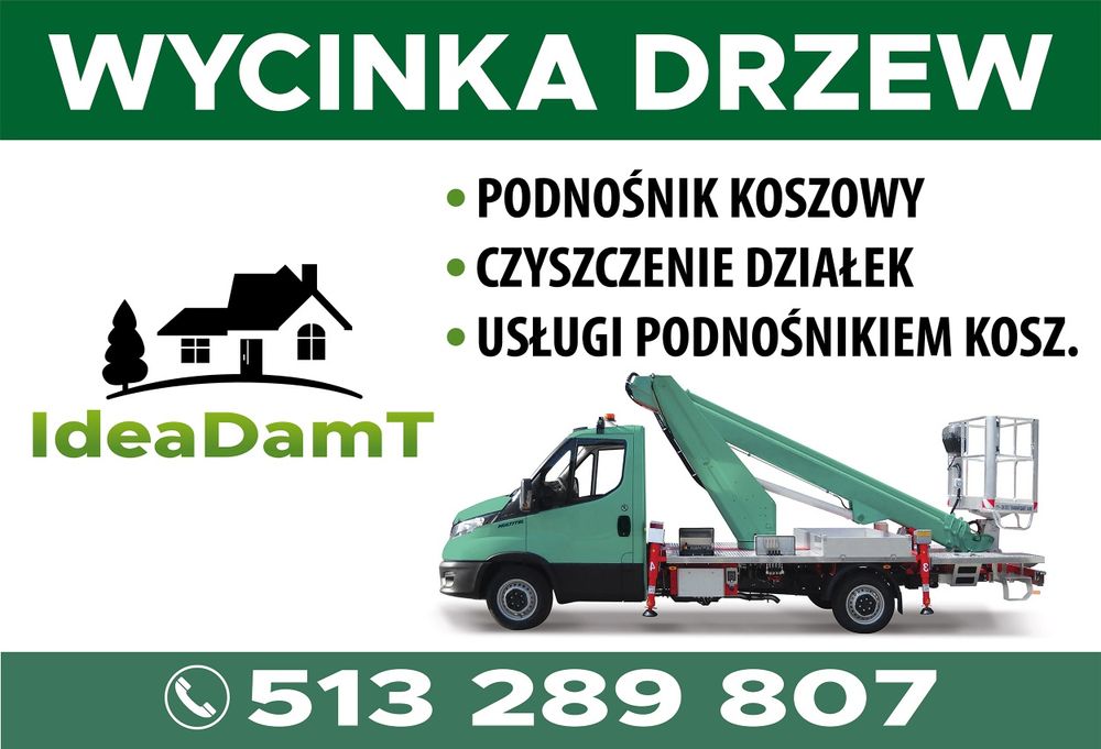 Wycinka drzew, podnośnik koszowy, zwyżka