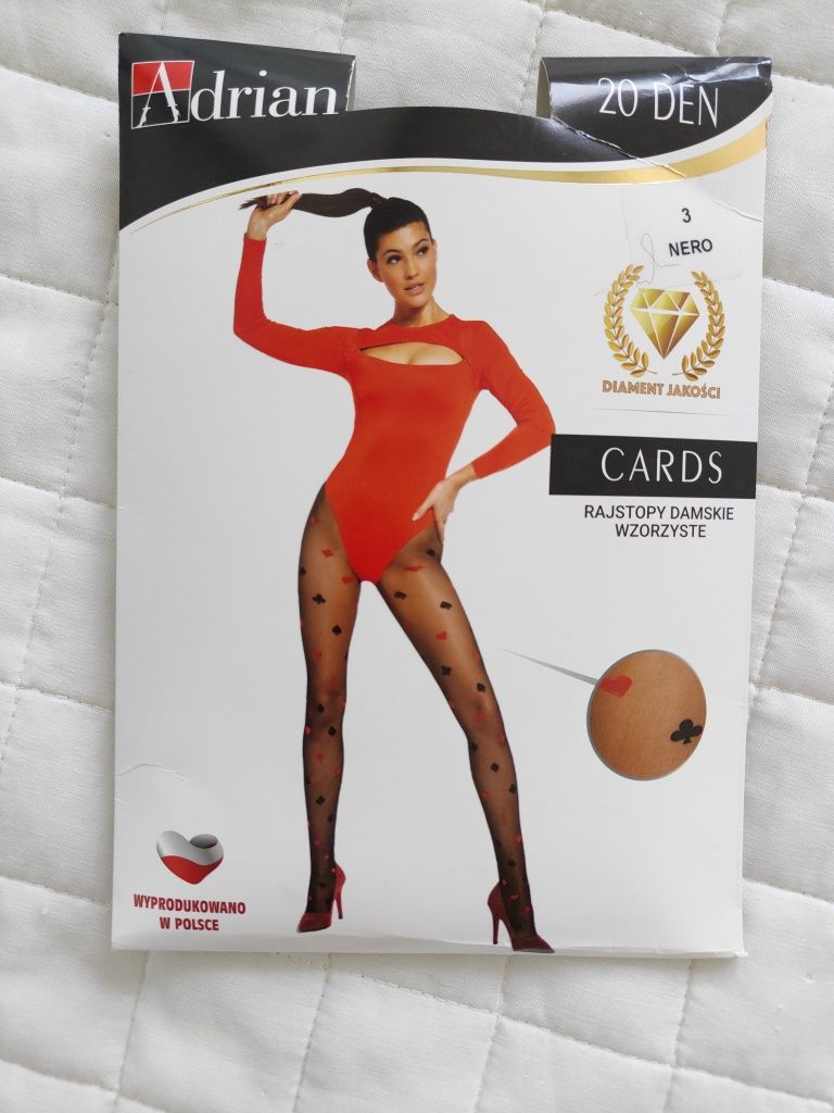 Rajstopy Adrian, Cards, 20Den, wzór kolorów w kartach, r.S