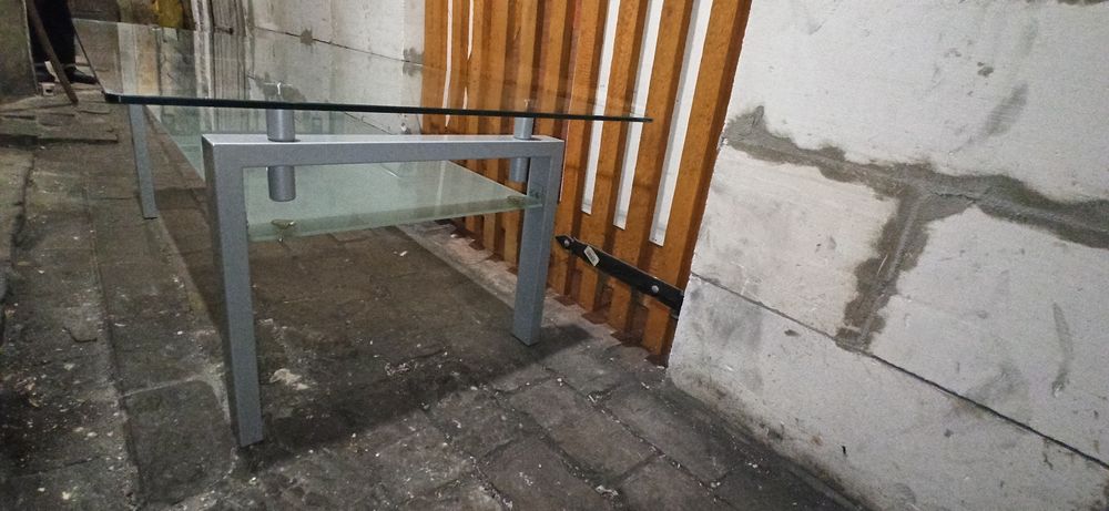 Ława szklany blat i półka