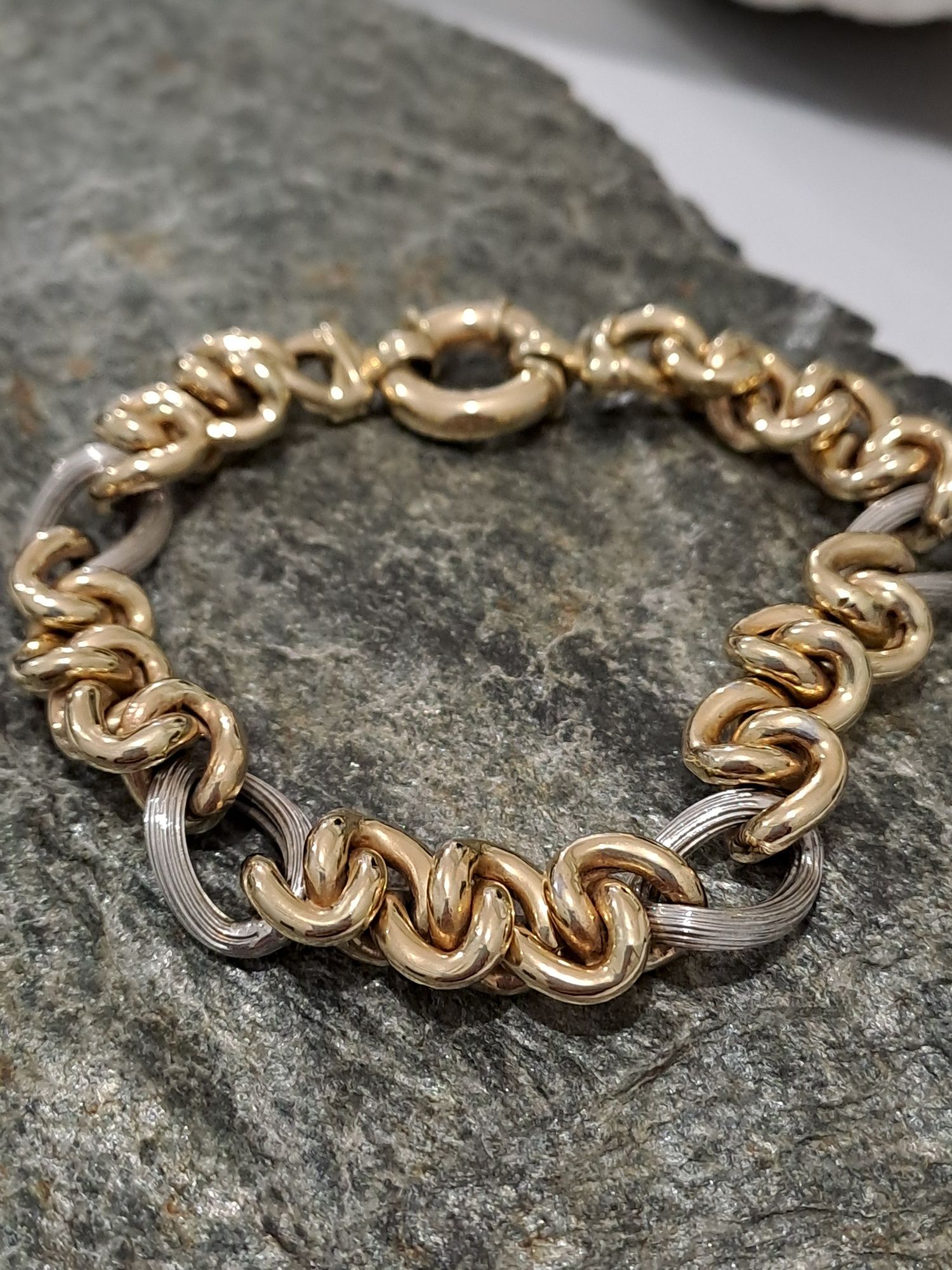 Piękna złota bransoletka Spirala 585  stan idealny 20 cm