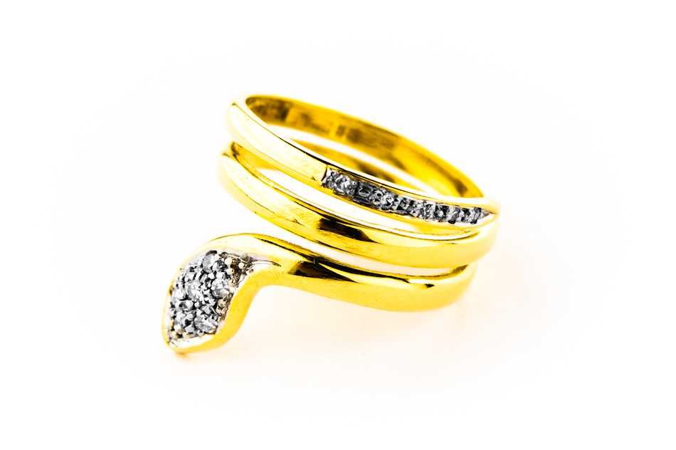 Rajski Złoty Pierścionek - WĄŻ - 4,80g - DIAMENTY - Kraków