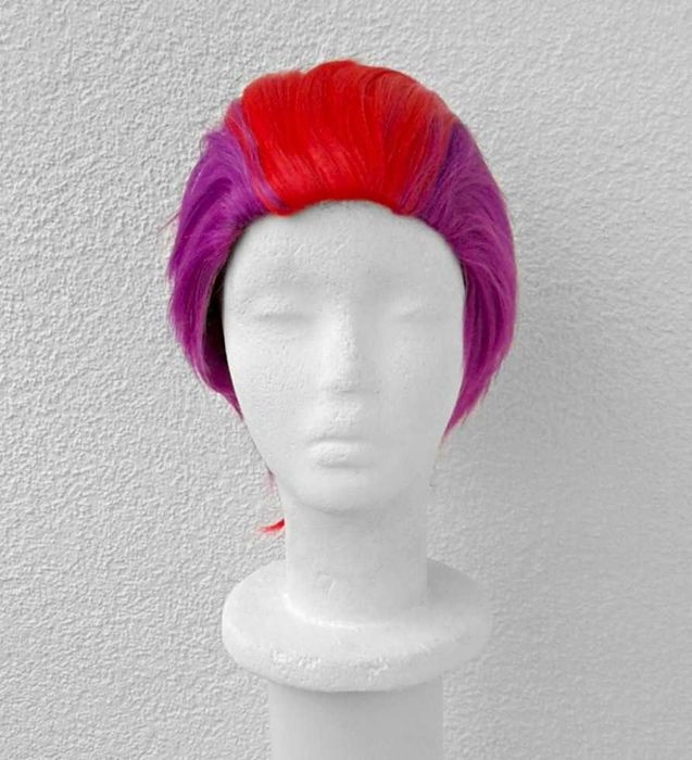 Rock Nanbaka Fioletowa różowa krótka peruka z irokezem cosplay wig