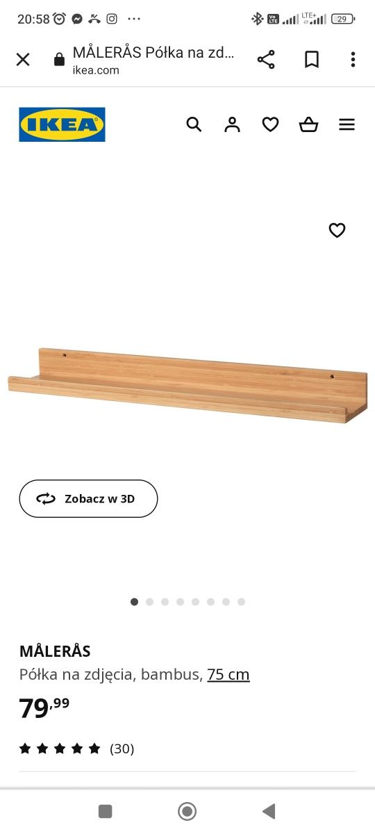 Półka drewniana Maleras Ikea