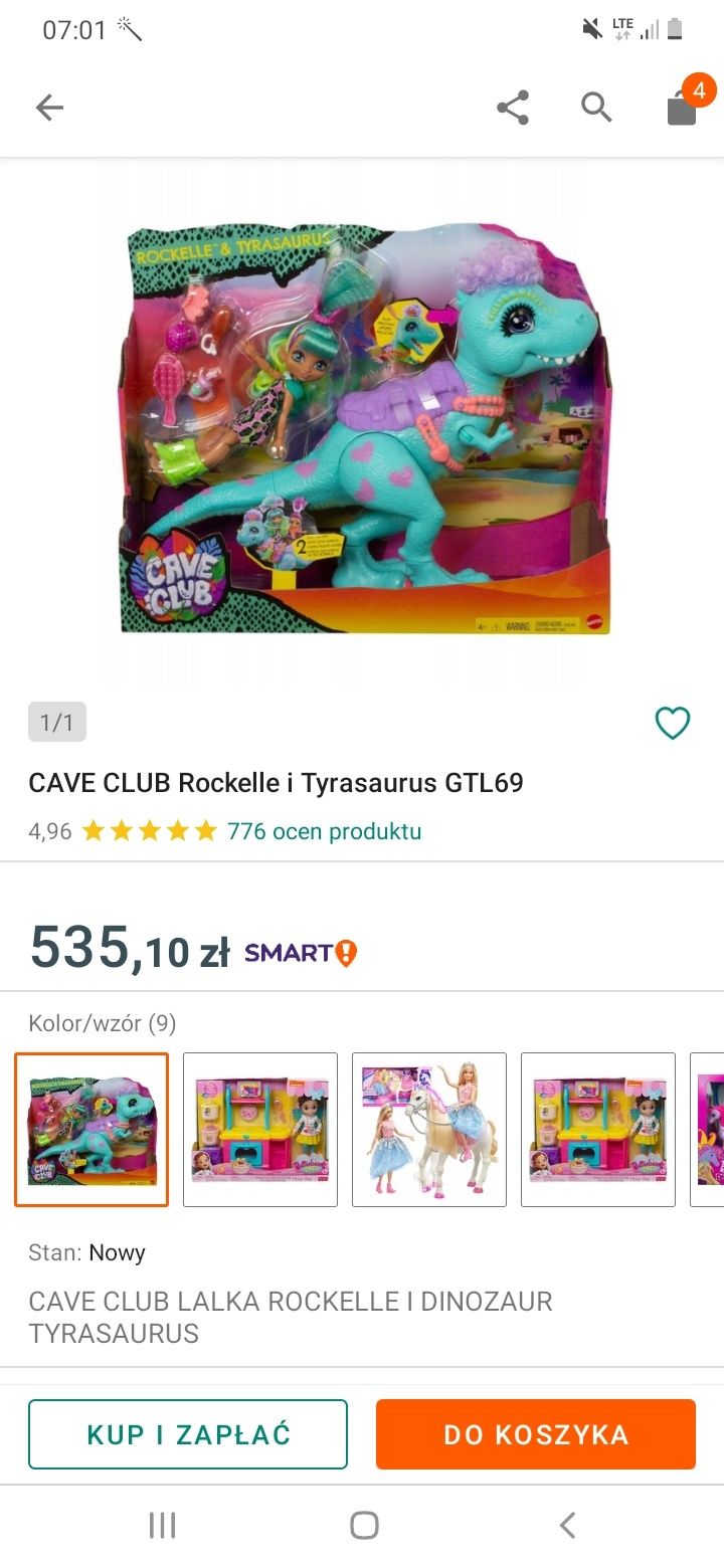 Dinozaur tyrasaurus GTL 69 Mattel CAVE CLUB