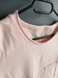 Bluzka t-shirt asymetryczna pudrowy róż bawełna S M