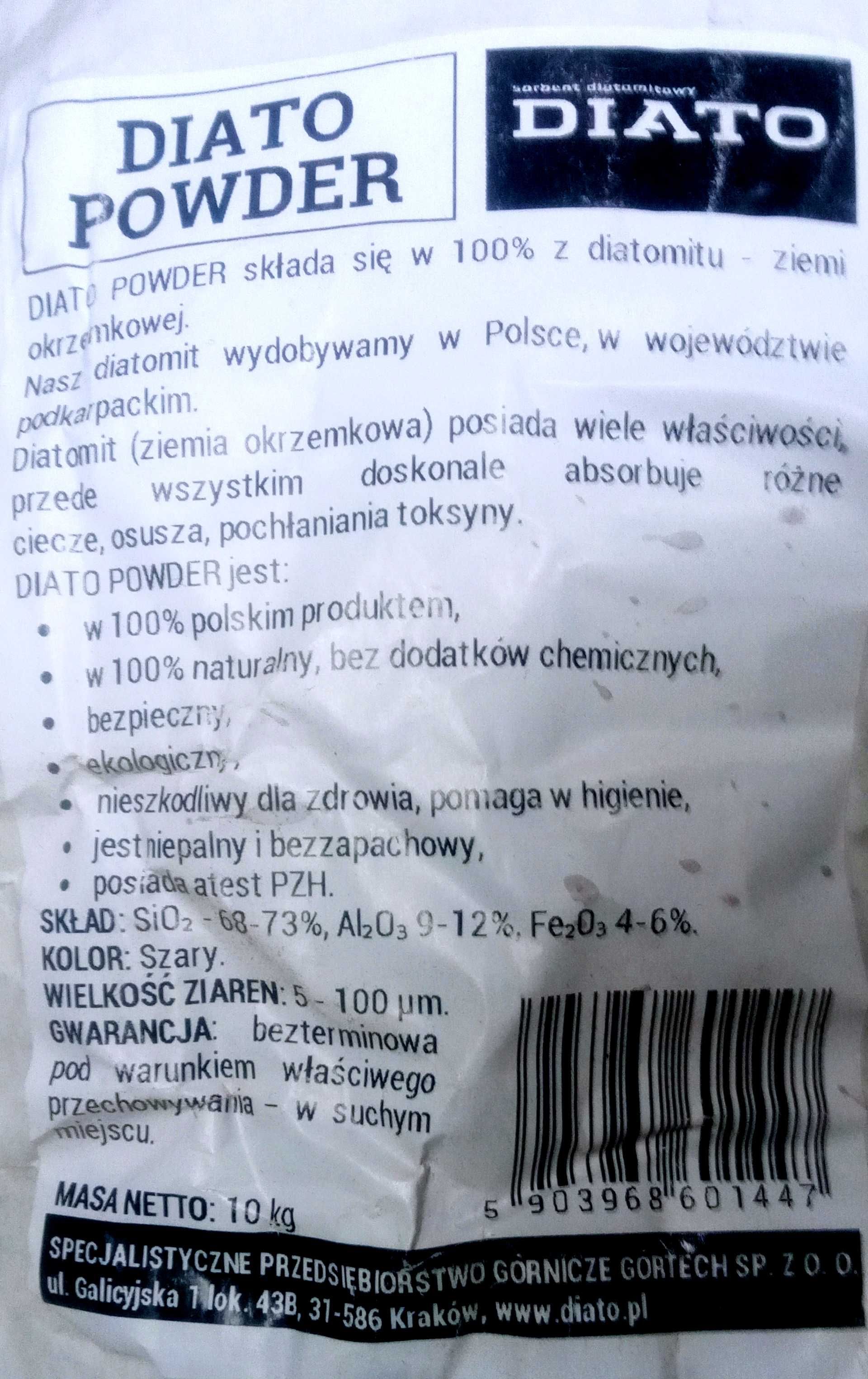 Dezynfekcja gołębnika, na pasożyty u gołębi ZIEMIA OKRZEMKOWA ~9kg