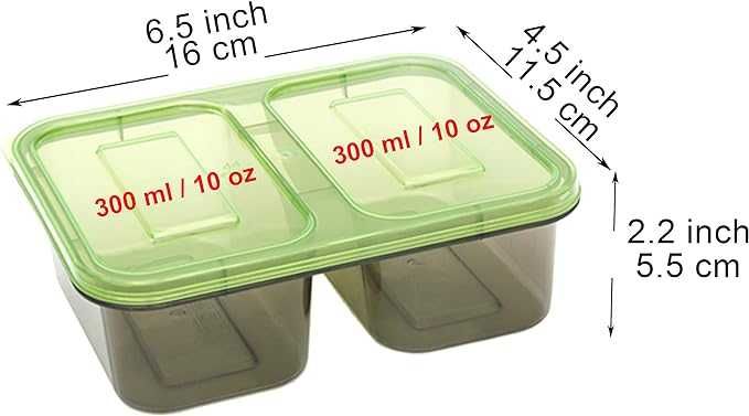 9 szt plastikowe pojemniki do przechowywania żywności (2 przegródki)