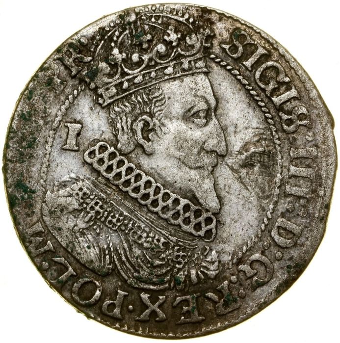 Ort Gdański 1624 Zygmunt III Waza, przebitka 1623 srebro antyk staroć