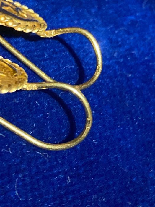 Brincos Antigos Ouro Português contrastado 2 cm 2 gr