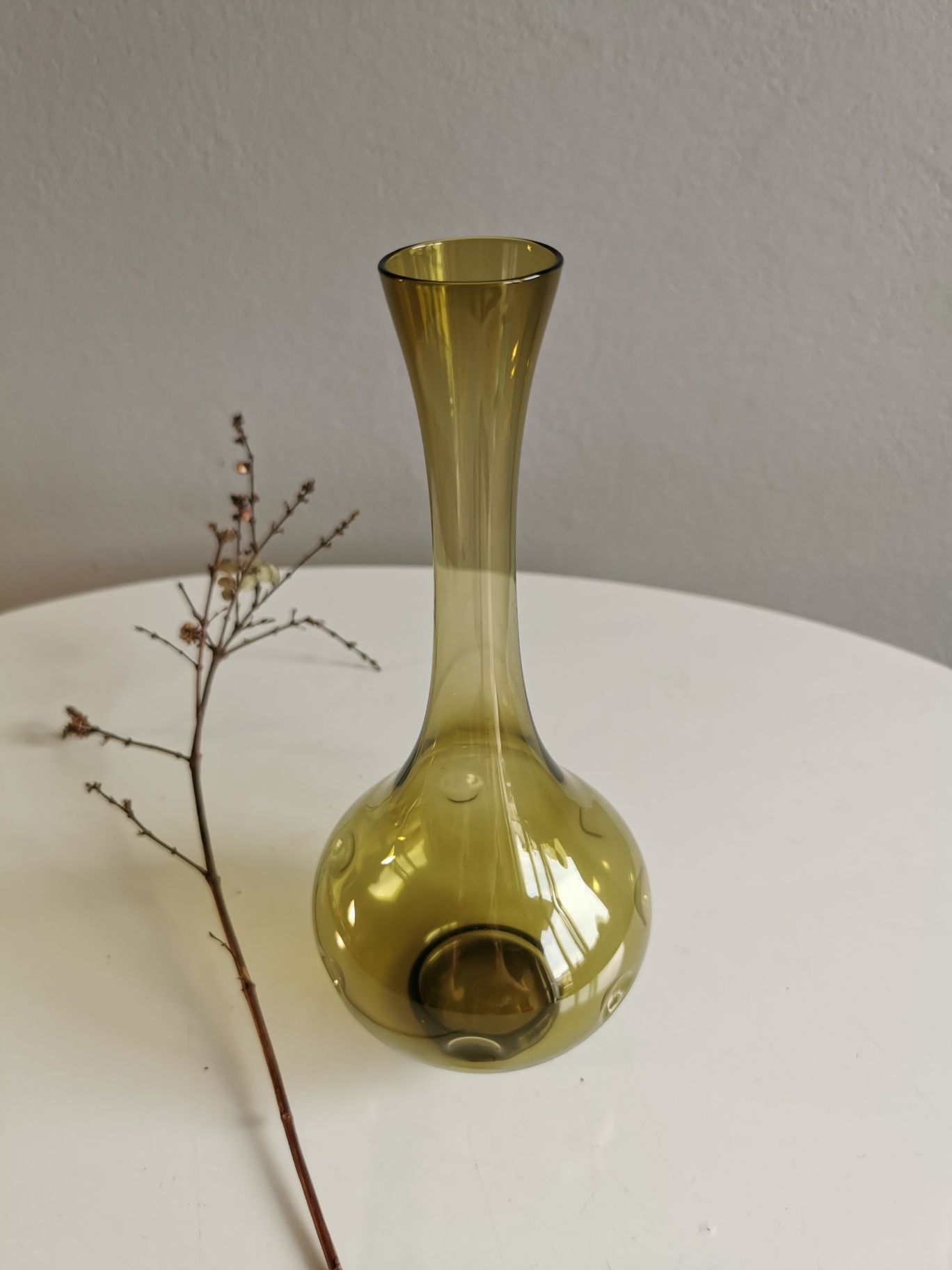 Stary szklany wazon vintage modern zielone szkło