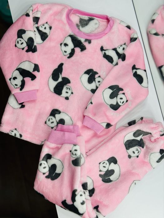 Тепла махрова піжама для дівчинки Плюшева піжама