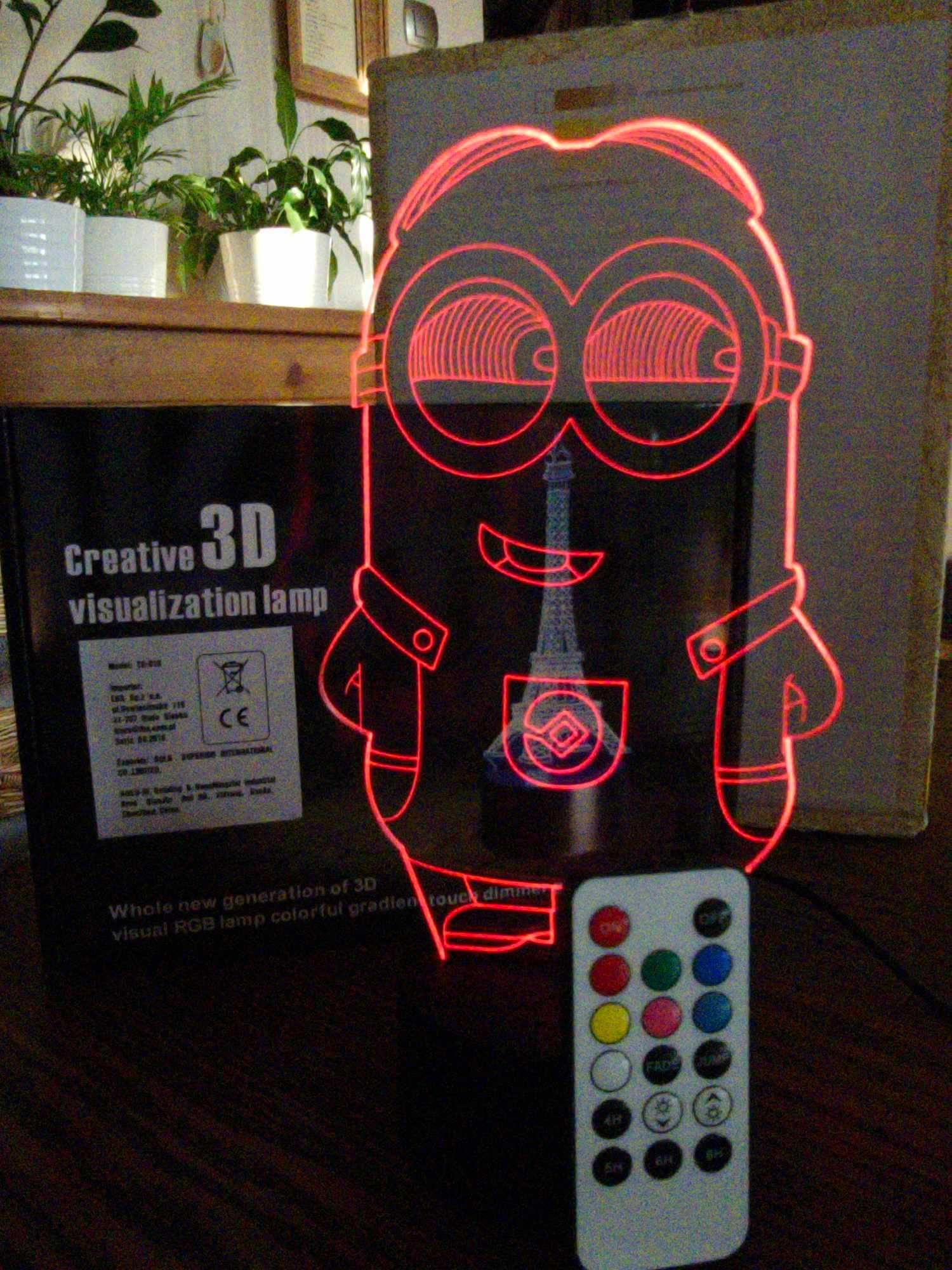 Lampka nocna dla dzieci 3D LED Minionek Creative 3D visualization lamp