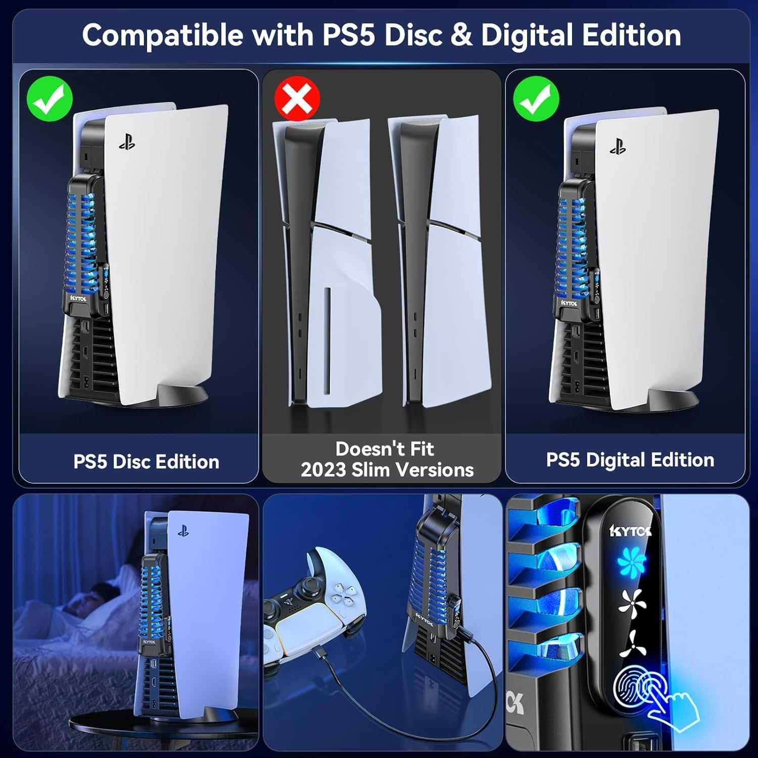 Wentylator zewnętrzny do PS5 Digital Disck 3 prędkości USB SPP710