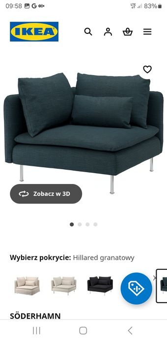 Ikea fotel narożny Soderhamn