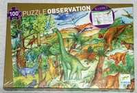 Puzzle Obserwacja 100 el. Dinozaury + książeczka 5+