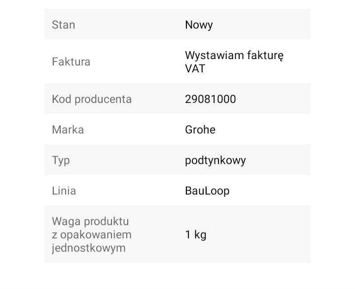 Zestaw Grohe BauLoop bateria prysznicowa