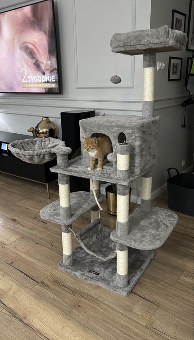 Drapak dla kota duży XL Legowisko Domek Jasnoszary