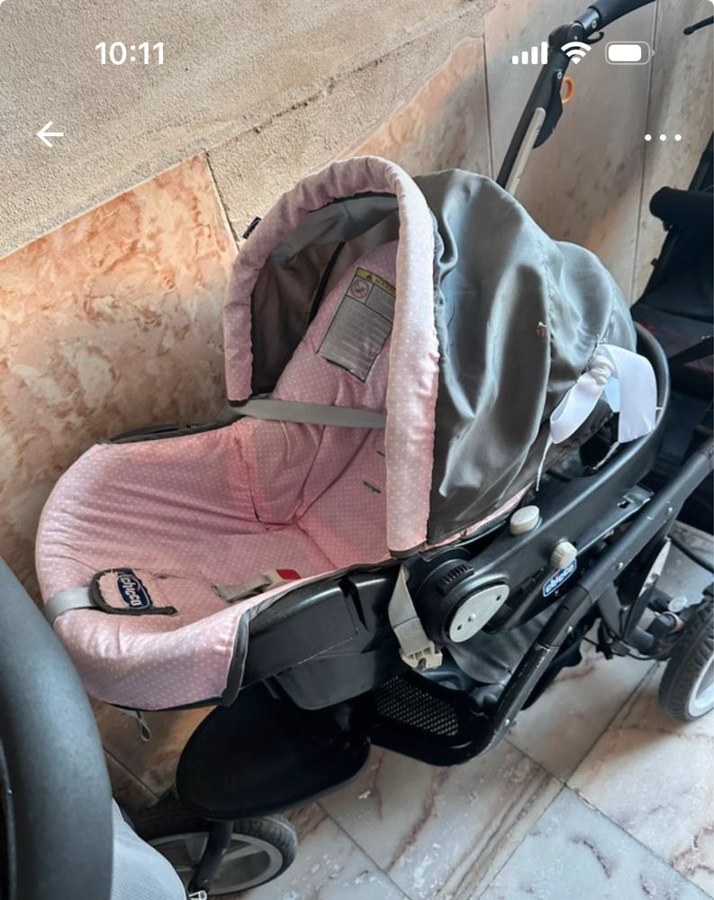 Carrinho e ovo de bebe 3p com moises chicco azul ou rosa