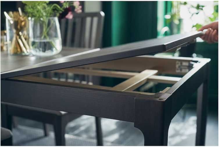 EKEDALEN - Mesa extensível, castanho escuro, 120/180x80 cm