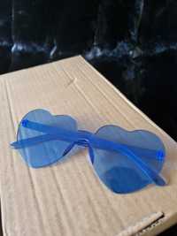 Okulary przeciwsłoneczne w kształcie serca, niebieskie, nowe