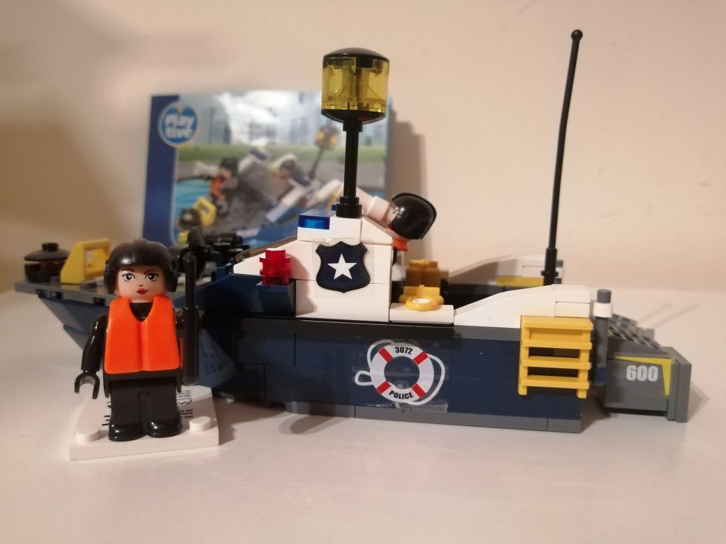 Łódź policyjna, motorówka, policja, play tive,klocki kompatybilne Lego