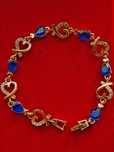 Pulseira Strass corações em dourado