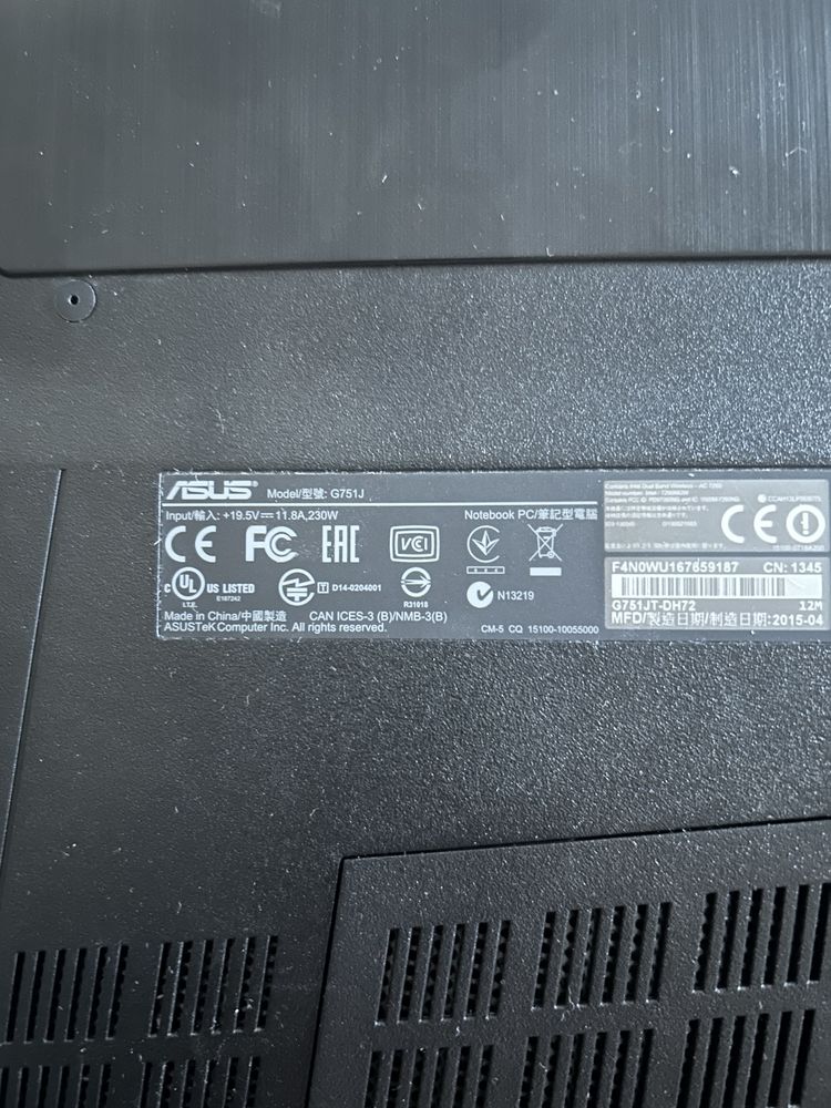 17 дюймів Asus Rog G751J  8-256 nvidia