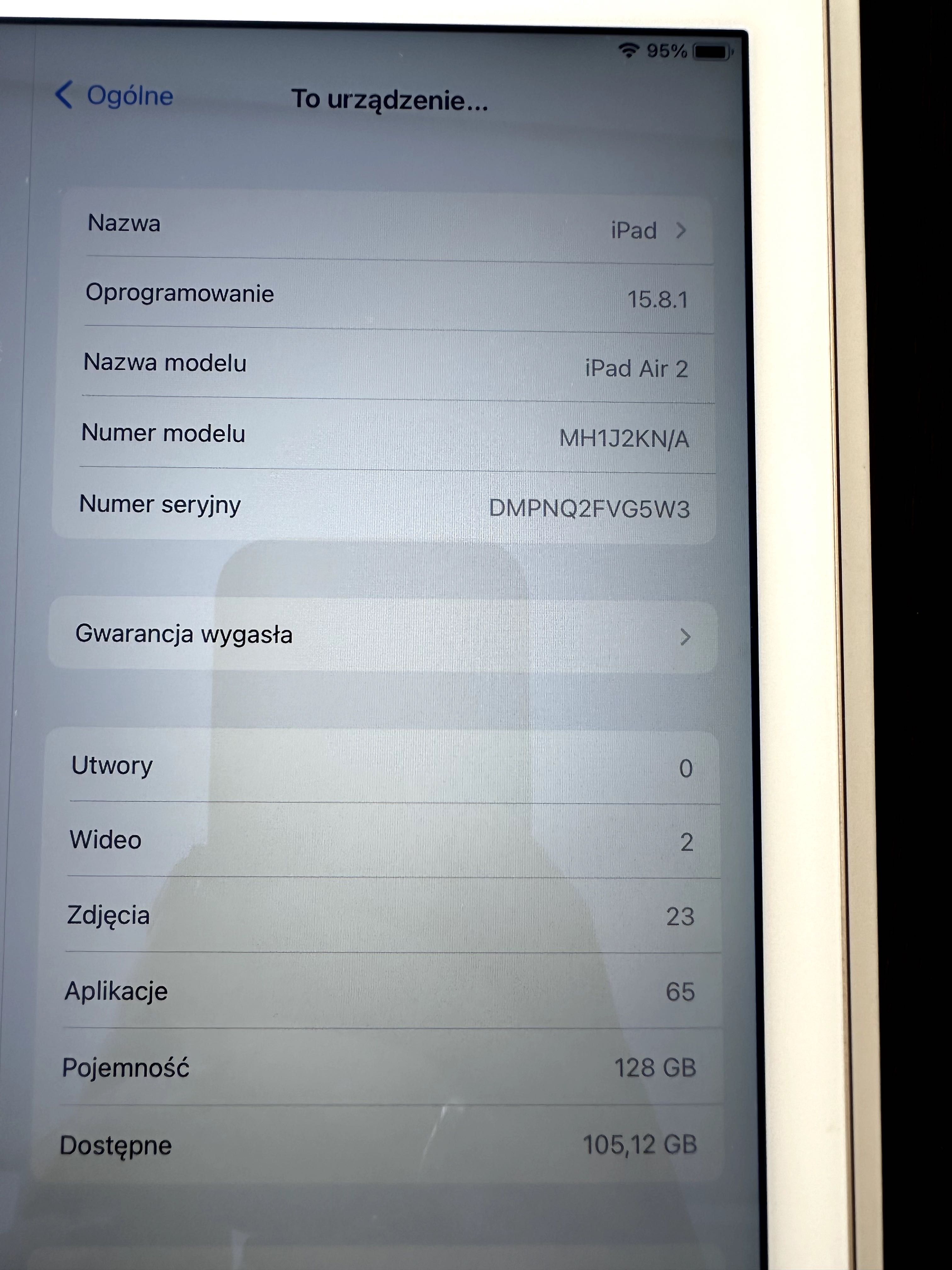 iPad Air 2 128GB Wi-Fi White/Gold Biały/Złoty