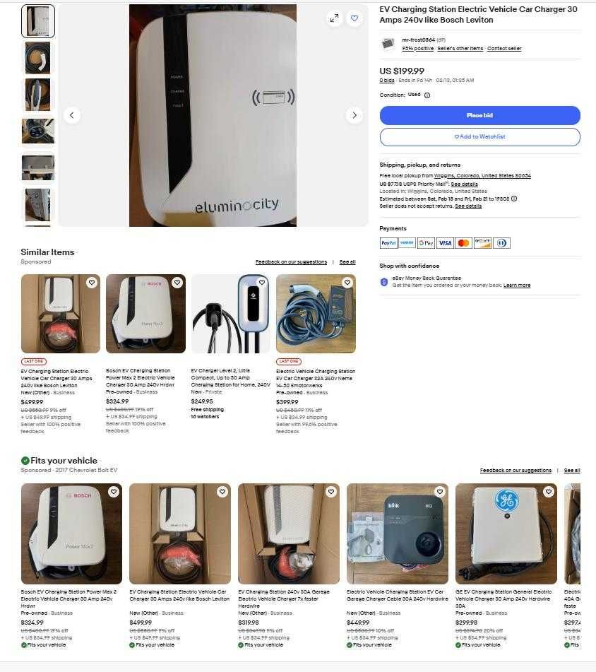 Зарядна станція LEVITON до електромобілів з Америці (J1772 30A)