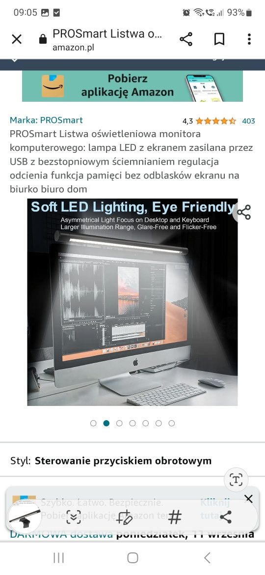 Listwa oświetleniowa monitora