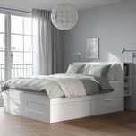 Piękne łóżko rama 160x200 ikea brimnes z szufladami, LÖNSET, zagłówek
