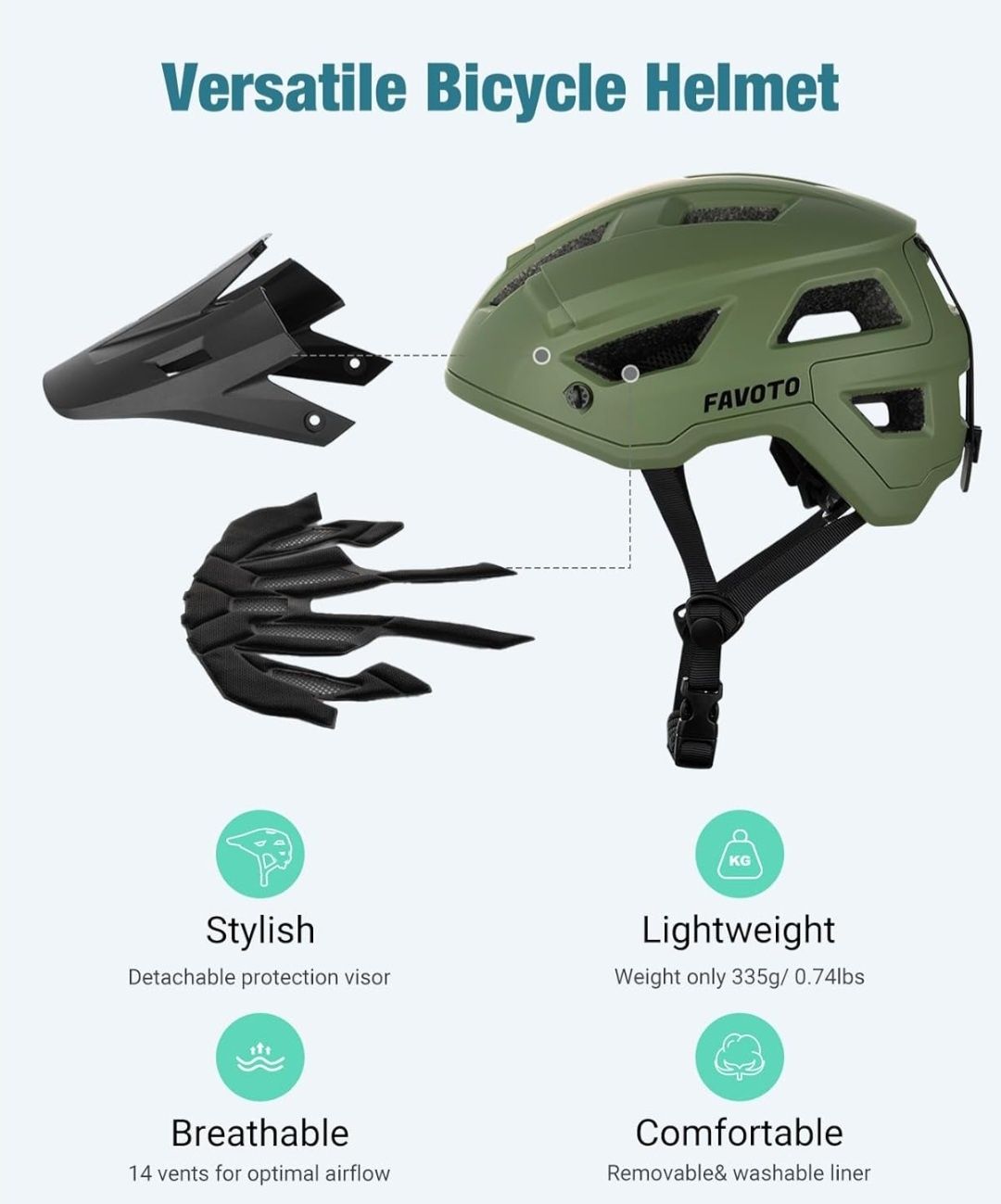Kask rowerowy Favoto Mountain Bike z daszkiem