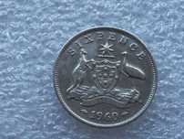 Australia - Elżbieta II - 6 Pence - 1960 r. srebro