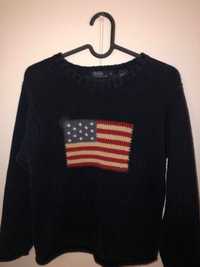 Sweter Polo z flagą amerykańską