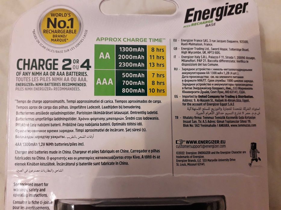 Energizer AA and AAA Battery Charger with USB Connection and 4 Batteries – NEW64738872606850122