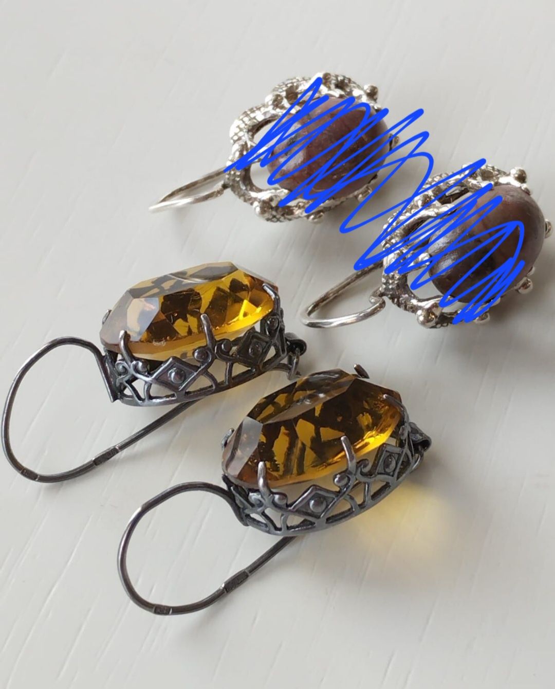 Серьги серебро 875 и 916 пр звезда