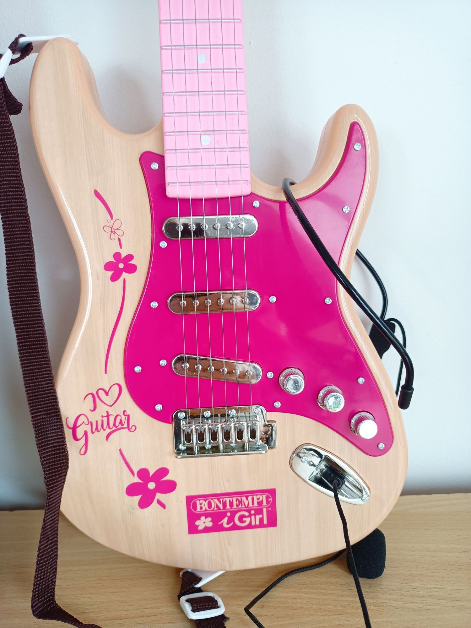 Gitara elektoniczna różowa Rock gitar Bontempi