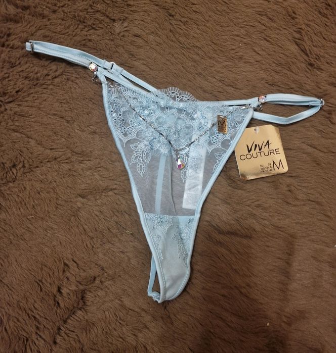 Шикарні стрінги з камінням і мереживом на 46-48 розмір