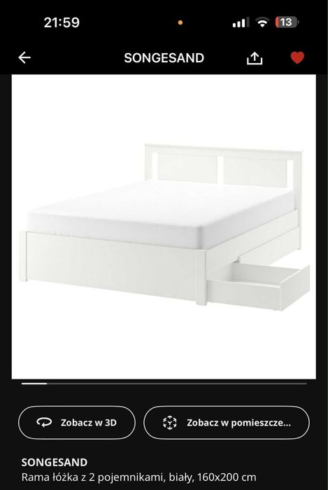 Łóżko 160x200 + 2 szuflady i materac IKEA