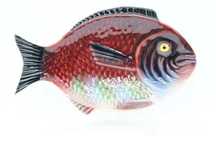 Travessa Peixe 21 cm Vidrada Faiança Caldas Rainha Marcada Subtil P.49