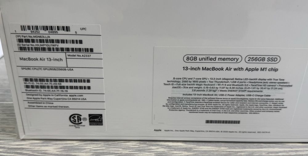 MacBook Air 13  M1 / RAM 8 / SSD 256 GB / Space Grey / Новий !