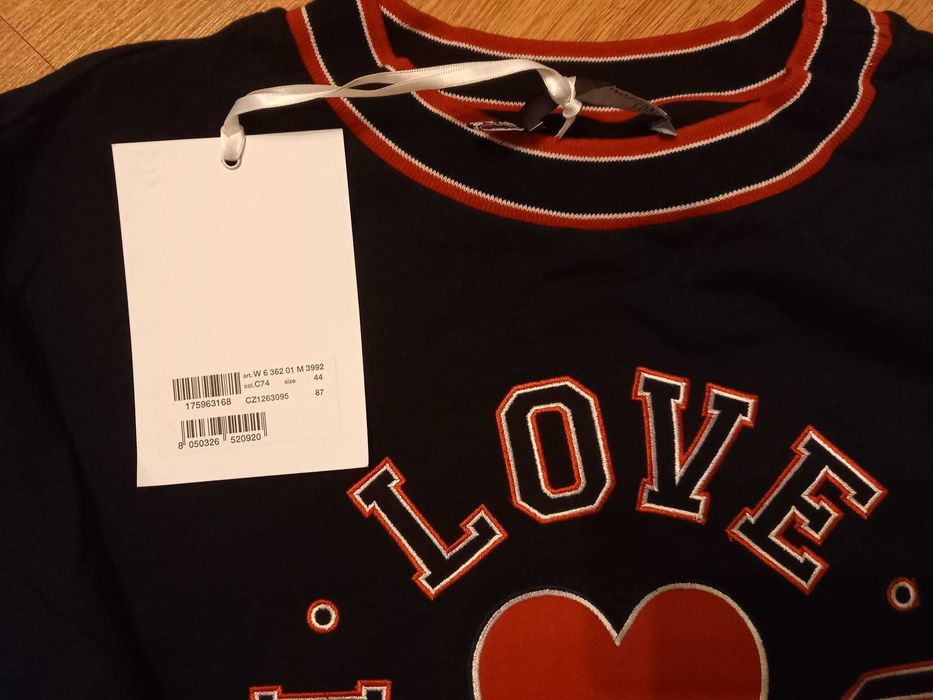 Love Moschino Bluza logowana długa czarna mini sukienka - 40 / 42