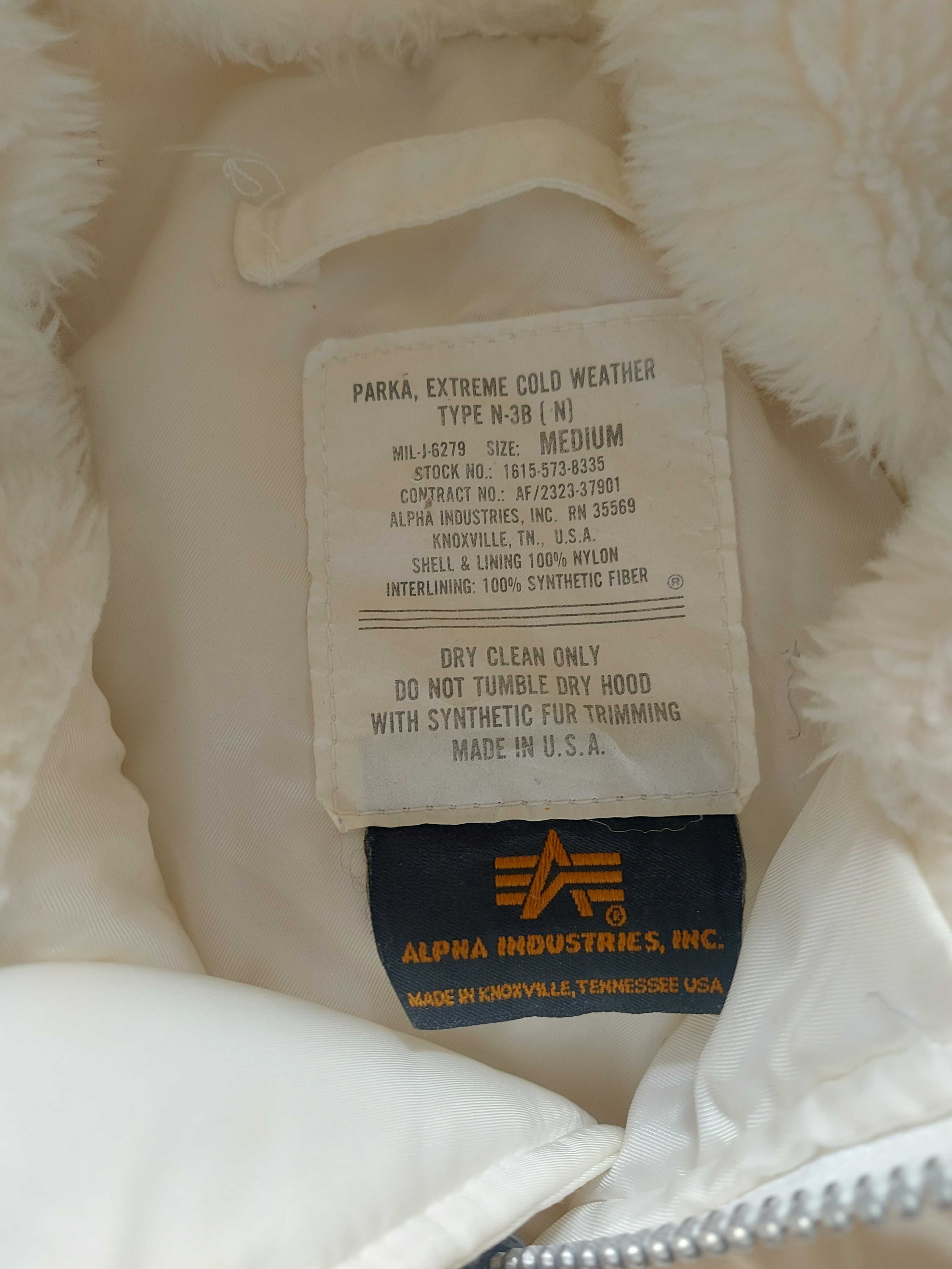 alpha industries N-3B made in USA parka alaska size M-L biała