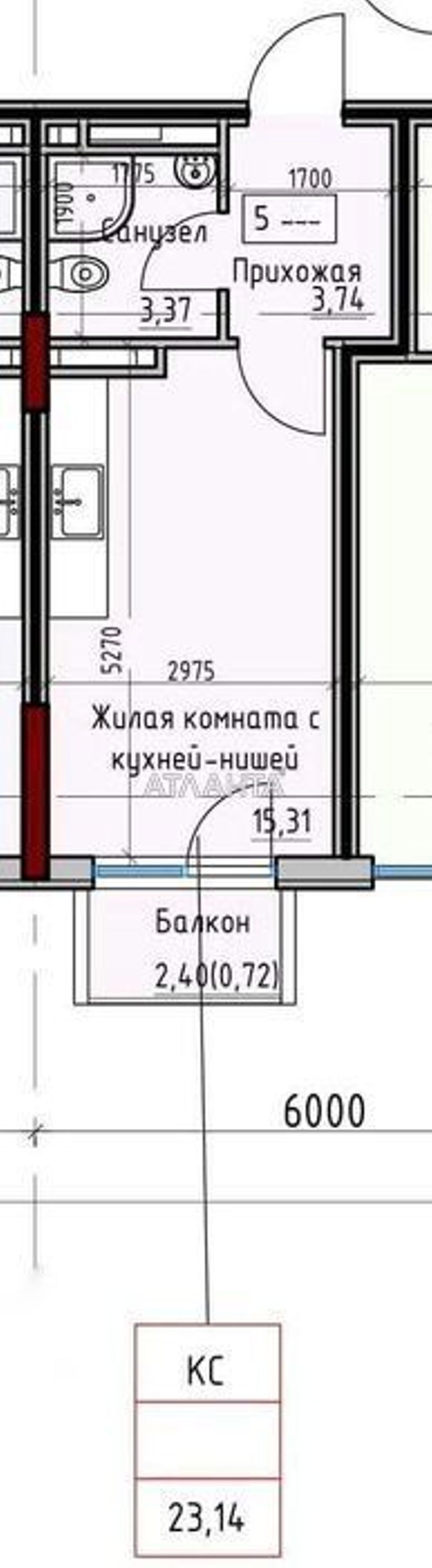 Пространство на Донского, сданный дом, студия с балконом