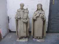 Zabytkowe XIX wieczne rzeźby św. Teresa i Jacek 86 cm.