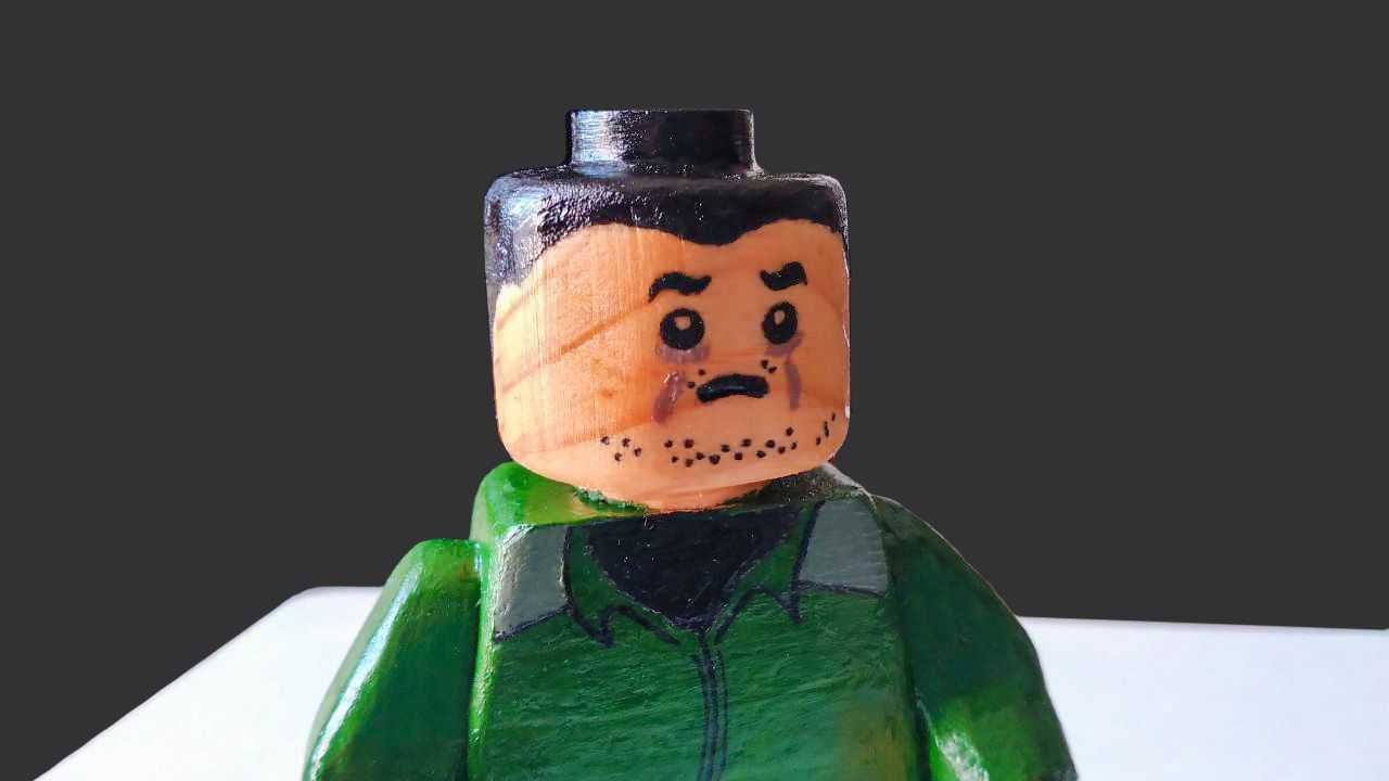Фигурка Lego "Зеленский" (деревянная, масштаб 3:1)