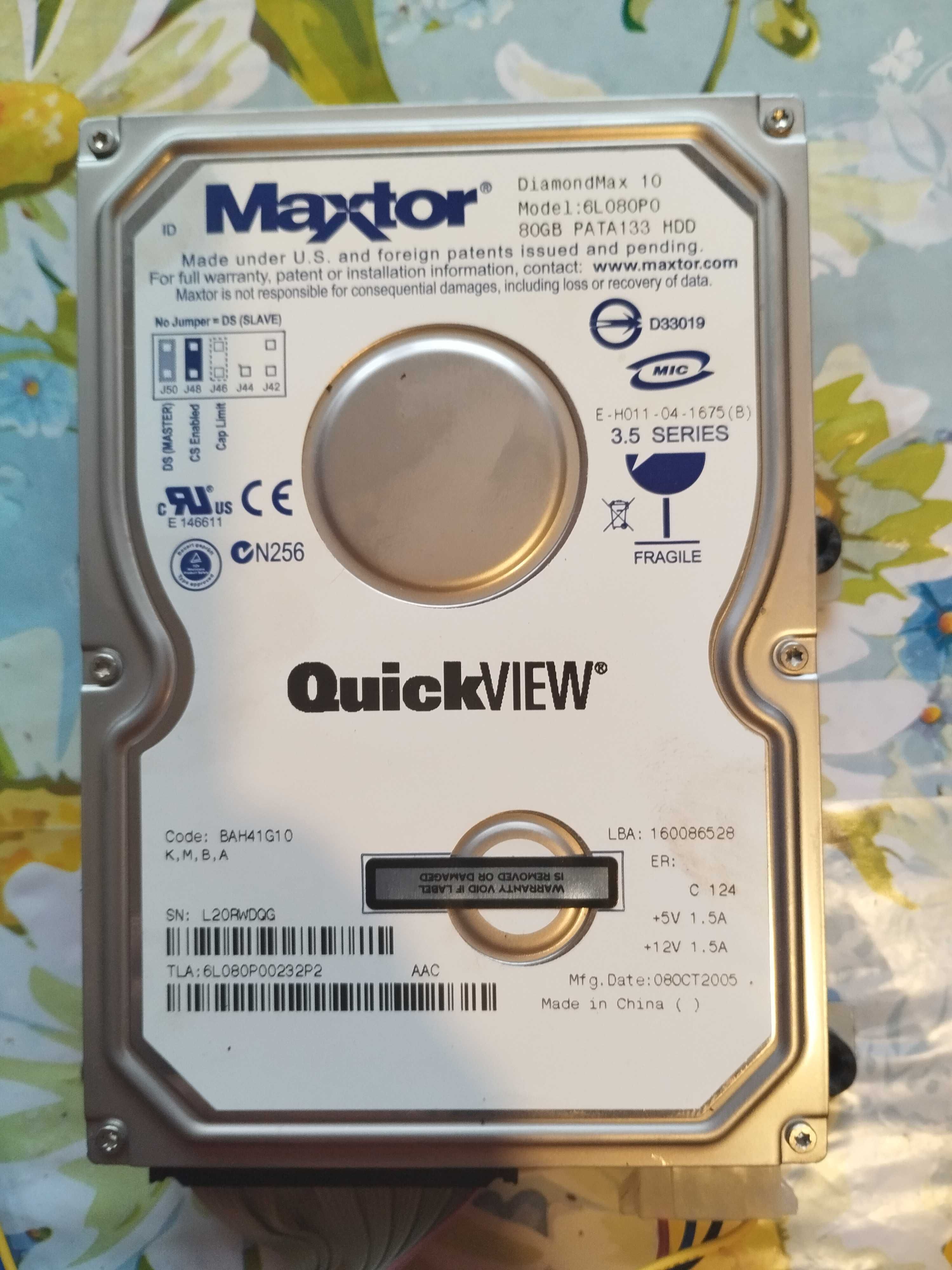 dysk maxtor diamondmax 10 model:6l080p0 80gb ata 133 hdd 3,5 series