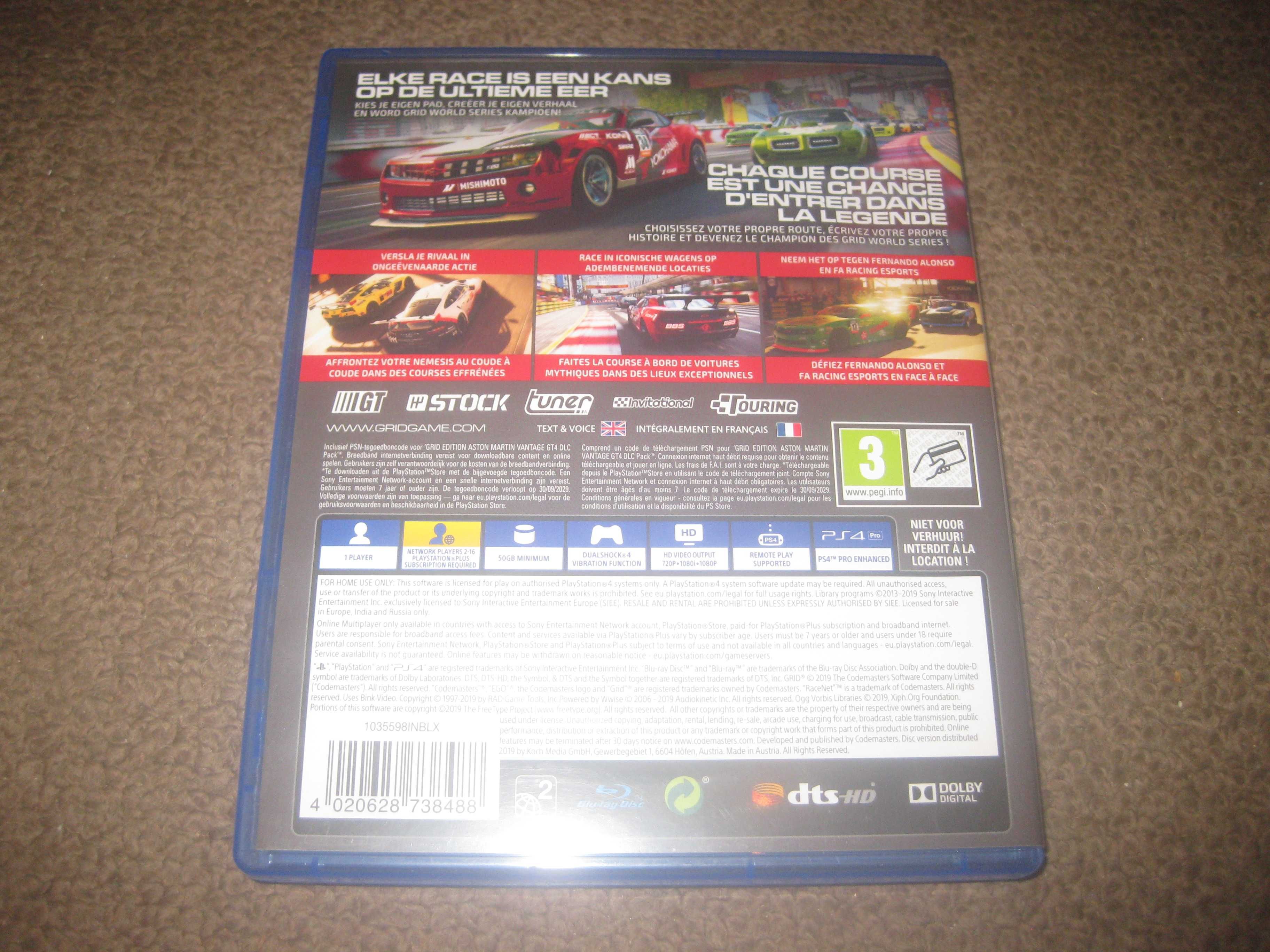 Jogo "Grid: Day One Edition" para a Playstation 4/Impecável!